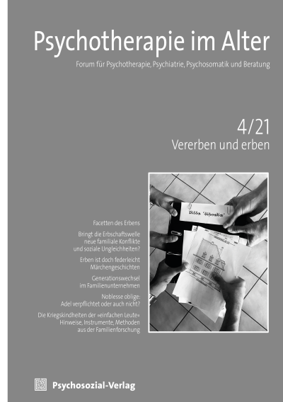 Cover of Volume: Psychotherapie im Alter Volume 18 (2021), Edition 4