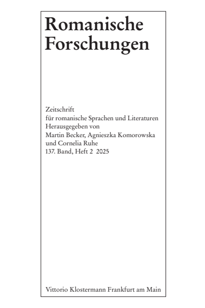 Cover der Ausgabe: Romanische Forschungen Jahrgang 137 (2025), Heft 2