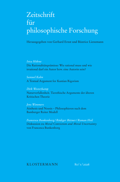 Cover der Ausgabe: Zeitschrift für philosophische Forschung Jahrgang 80 (2026), Heft 1