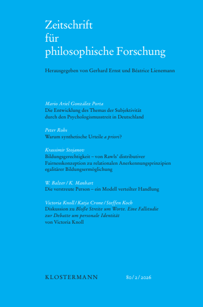 Cover of Volume: Zeitschrift für philosophische Forschung Volume 80 (2026), Issue 2