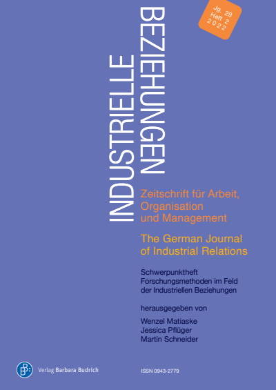 Cover der Ausgabe: Industrielle Beziehungen Jahrgang 29 (2022), Heft 2
