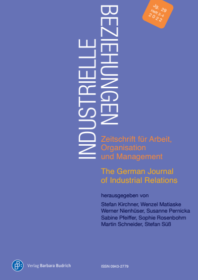 Cover der Ausgabe: Industrielle Beziehungen Jahrgang 29 (2022), Heft 3-4