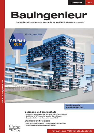 Cover of Volume: Bauingenieur Volume 90 (2015), Edition 12