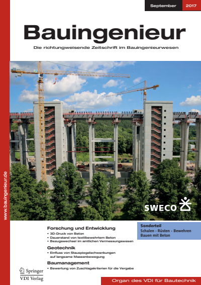 Cover of Volume: Bauingenieur Volume 92 (2017), Edition 09