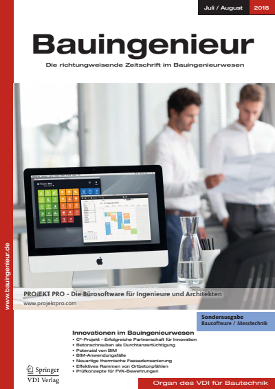 Cover of Volume: Bauingenieur Volume 93 (2018), Edition 07-08