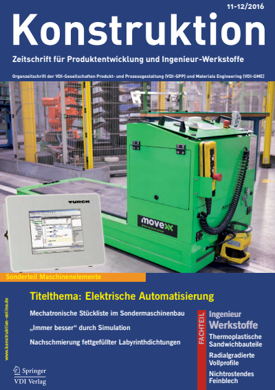 Cover der Ausgabe: Konstruktion Jahrgang 68 (2016), Heft 11-12
