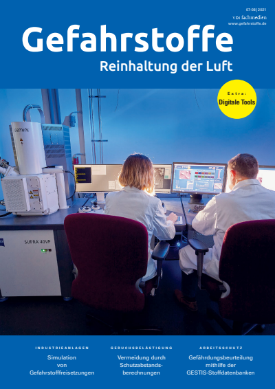 Cover der Ausgabe: Gefahrstoffe Jahrgang 81 (2021), Heft 07-08
