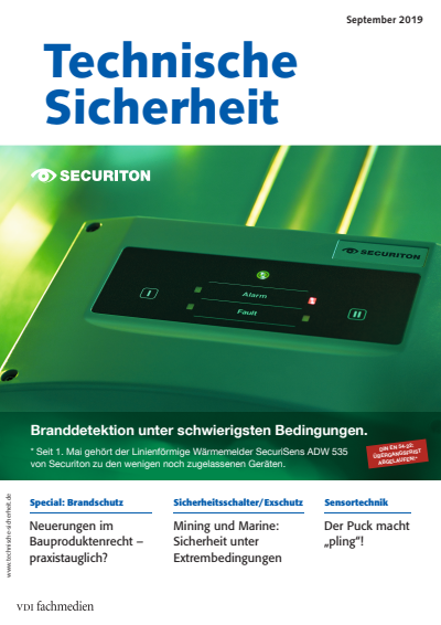 Cover of Volume: Technische Sicherheit Volume 9 (2019), Edition 09