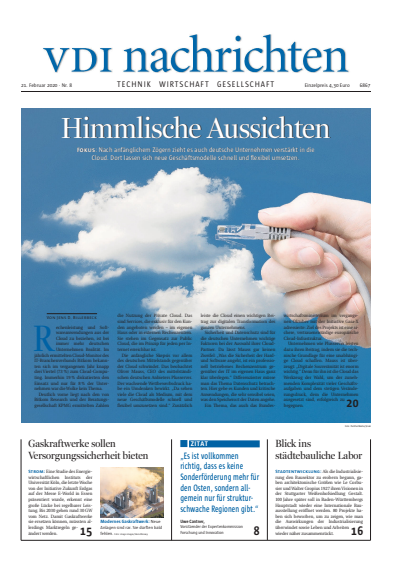 Cover of Volume: VDI nachrichten Volume 74 (2020), Edition 08