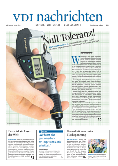 Cover of Volume: VDI nachrichten Volume 74 (2020), Edition 09