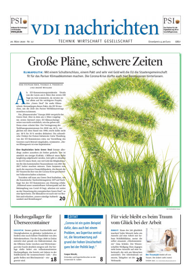 Cover der Ausgabe: VDI nachrichten Jahrgang 74 (2020), Heft 12