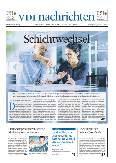 Cover der Ausgabe: VDI nachrichten Jahrgang 74 (2020), Heft 13