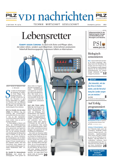 Cover der Ausgabe: VDI nachrichten Jahrgang 74 (2020), Heft 14-15