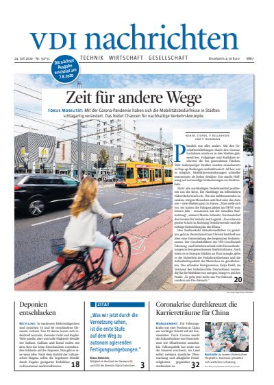 Cover of Volume: VDI nachrichten Volume 74 (2020), Edition 30-31