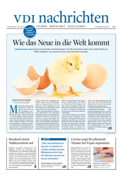 Cover of Volume: VDI nachrichten Volume 74 (2020), Edition 32-33