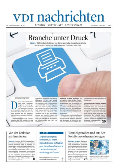 Cover of Volume: VDI nachrichten Volume 74 (2020), Edition 37