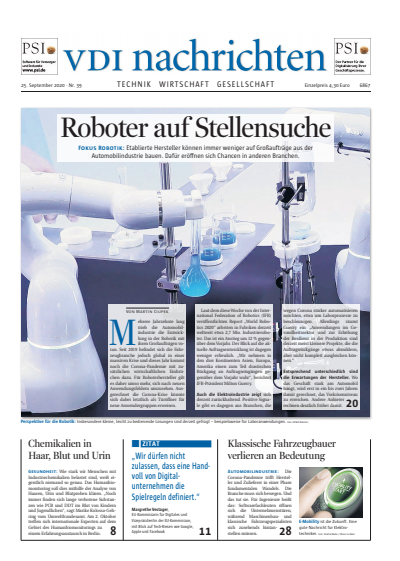 Cover of Volume: VDI nachrichten Volume 74 (2020), Edition 39