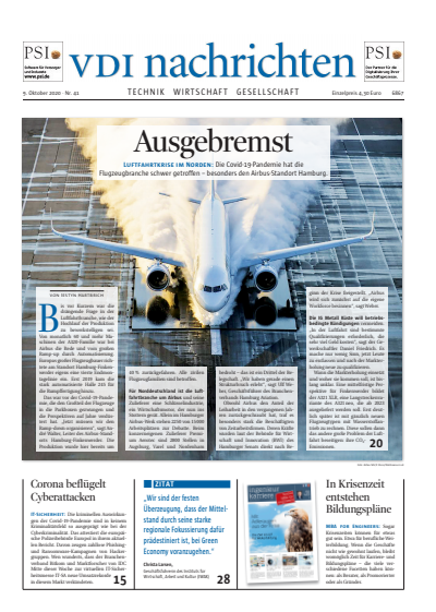 Cover of Volume: VDI nachrichten Volume 74 (2020), Edition 41