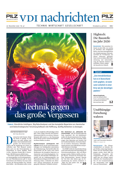 Cover of Volume: VDI nachrichten Volume 74 (2020), Edition 47