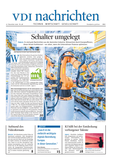 Cover of Volume: VDI nachrichten Volume 74 (2020), Edition 48