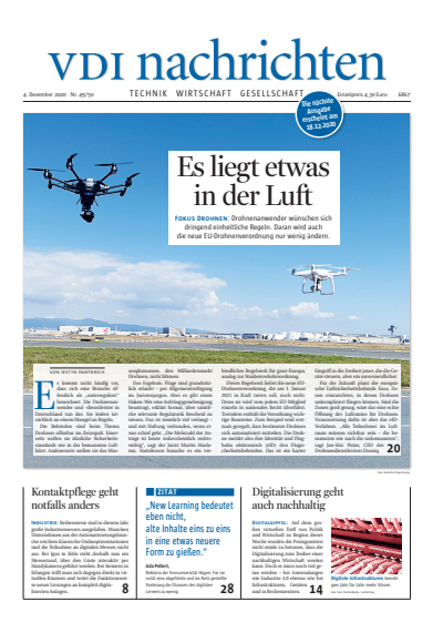 Cover of Volume: VDI nachrichten Volume 74 (2020), Edition 49-50
