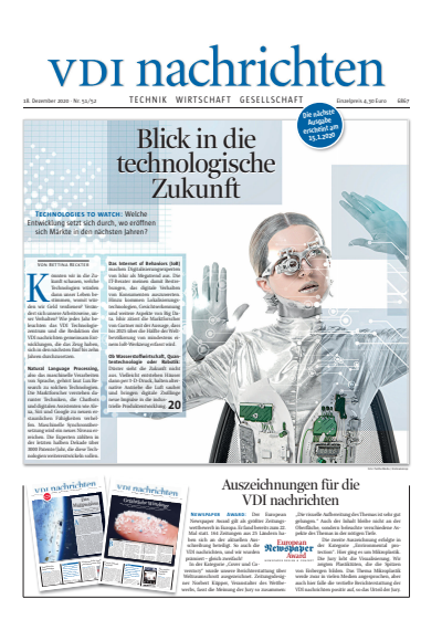 Cover of Volume: VDI nachrichten Volume 74 (2020), Edition 51-52