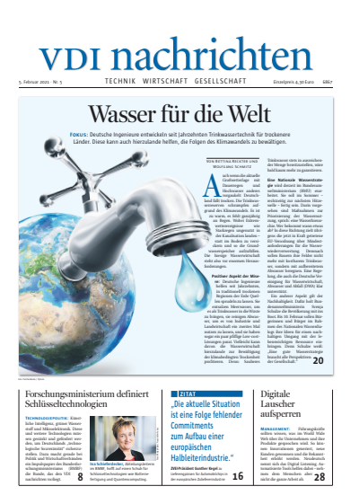 Cover der Ausgabe: VDI nachrichten Jahrgang 75 (2021), Heft 05