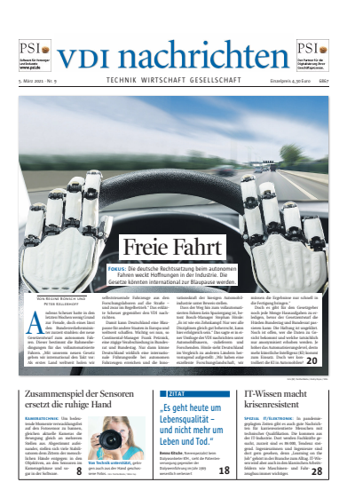 Cover der Ausgabe: VDI nachrichten Jahrgang 75 (2021), Heft 09