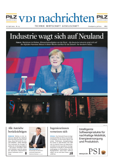 Cover der Ausgabe: VDI nachrichten Jahrgang 75 (2021), Heft 15