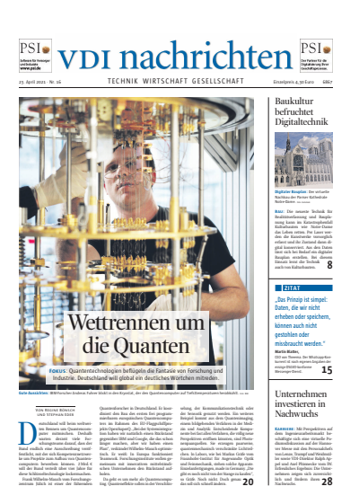 Cover of Volume: VDI nachrichten Volume 75 (2021), Edition 16