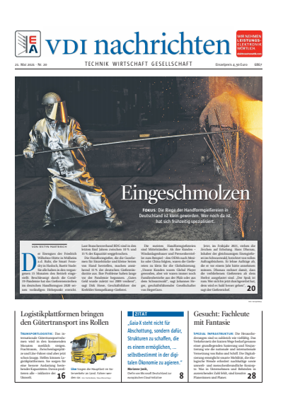 Cover of Volume: VDI nachrichten Volume 75 (2021), Edition 20