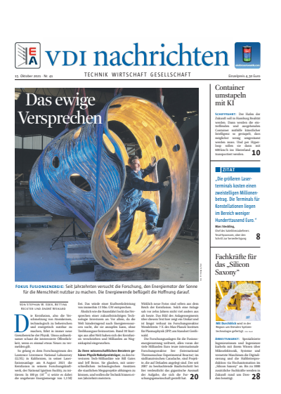 Cover of Volume: VDI nachrichten Volume 75 (2021), Edition 41