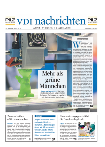 Cover der Ausgabe: VDI nachrichten Jahrgang 75 (2021), Heft 45