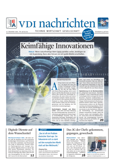 Cover der Ausgabe: VDI nachrichten Jahrgang 75 (2021), Heft 50-51-52