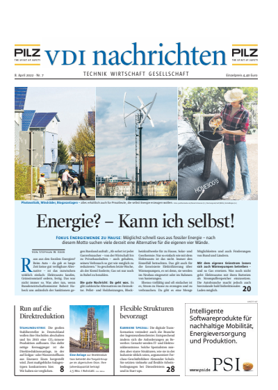 Cover of Volume: VDI nachrichten Volume 76 (2022), Edition 07