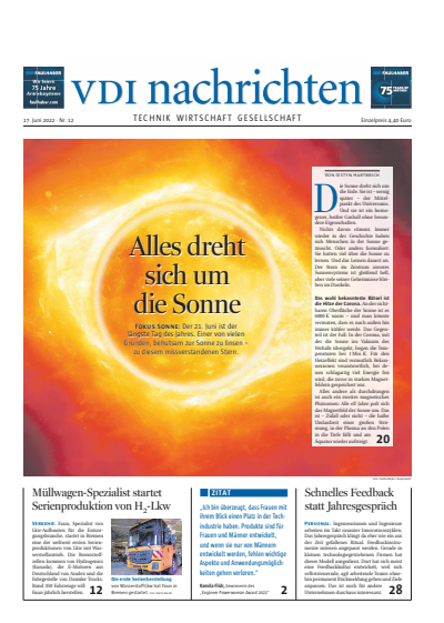 Cover of Volume: VDI nachrichten Volume 76 (2022), Edition 12