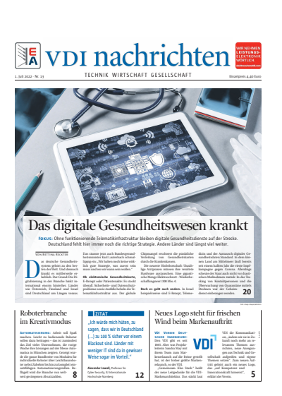 Cover der Ausgabe: VDI nachrichten Jahrgang 76 (2022), Heft 13