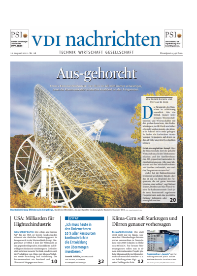 Cover of Volume: VDI nachrichten Volume 76 (2022), Edition 16