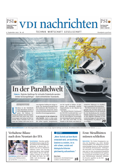 Cover of Volume: VDI nachrichten Volume 76 (2022), Edition 18