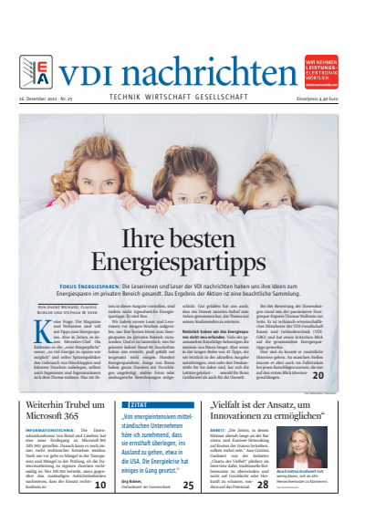 Cover of Volume: VDI nachrichten Volume 76 (2022), Edition 25