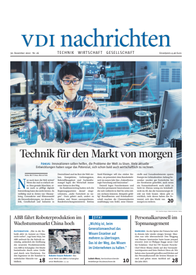 Cover of Volume: VDI nachrichten Volume 76 (2022), Edition 26