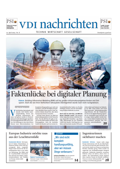Cover der Ausgabe: VDI nachrichten Jahrgang 77 (2023), Heft 08