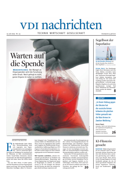 Cover der Ausgabe: VDI nachrichten Jahrgang 77 (2023), Heft 14