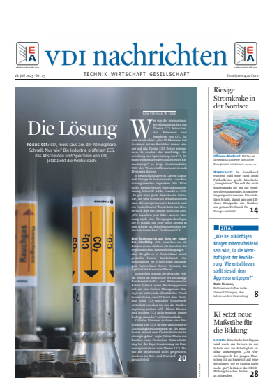 Cover der Ausgabe: VDI nachrichten Jahrgang 77 (2023), Heft 15