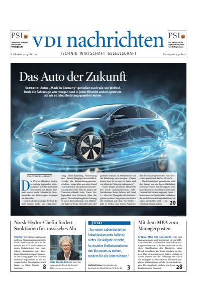Cover der Ausgabe: VDI nachrichten Jahrgang 77 (2023), Heft 20