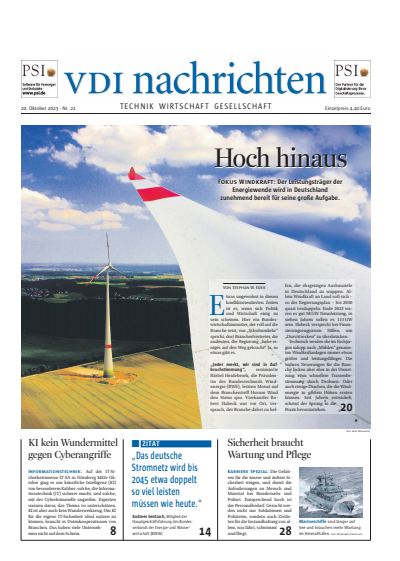 Cover der Ausgabe: VDI nachrichten Jahrgang 77 (2023), Heft 21