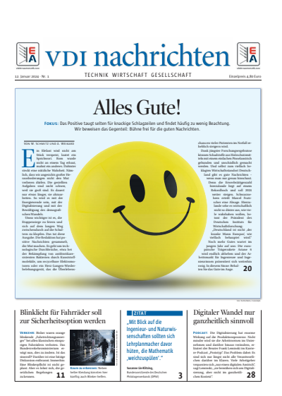 Cover der Ausgabe: VDI nachrichten Jahrgang 78 (2024), Heft 01