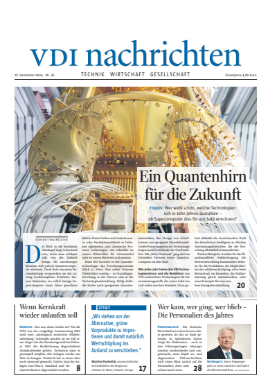 Cover der Ausgabe: VDI nachrichten Jahrgang 78 (2024), Heft 26