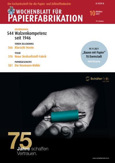 Cover der Ausgabe: Wochenblatt für Papierfabrikation Jahrgang 149 (2021), Heft 10