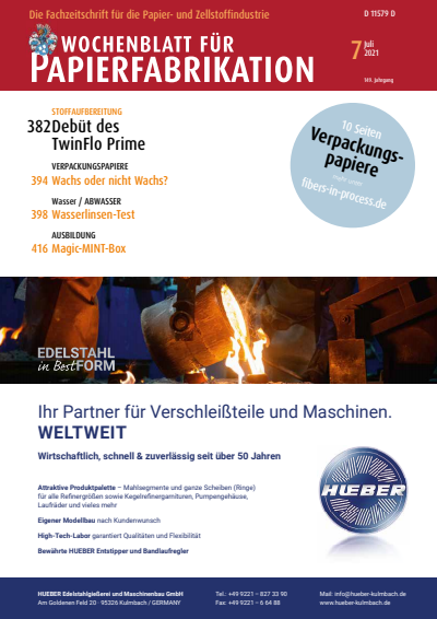 Cover der Ausgabe: Wochenblatt für Papierfabrikation Jahrgang 149 (2021), Heft 7
